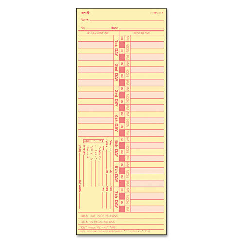 Time Clock Cards, Replacement For 331-10, Two Sides, 3.5 X 8.5, 500/box