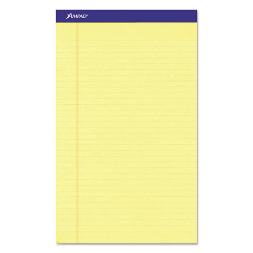Perforated Writing Pads, Wide/legal Rule, 50 Canary-yellow 8.5 X 14 Sheets, Dozen
