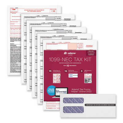 5-part 1099-nec Online Tax Kit, Fiscal Year: 2022, Five-part Carbonless, 8.5 X 3.66, 3 Forms/sheet, 15 Forms Total