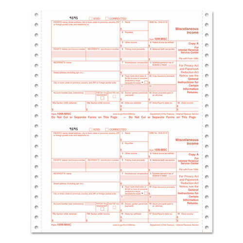 1099-div Tax Forms For Inkjet/laser Printers, Fiscal Year: 2022, Five-part Carbonless, 8 X 5.5, 2 Forms/sheet, 24 Forms Total