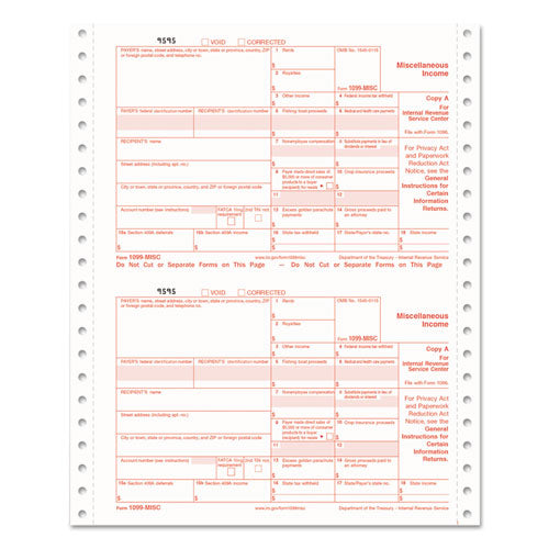 1099-int Tax Forms For Inkjet/laser Printers, Five-part Carbonless, 8 X 5.5, 2 Forms/sheet, 24 Forms Total