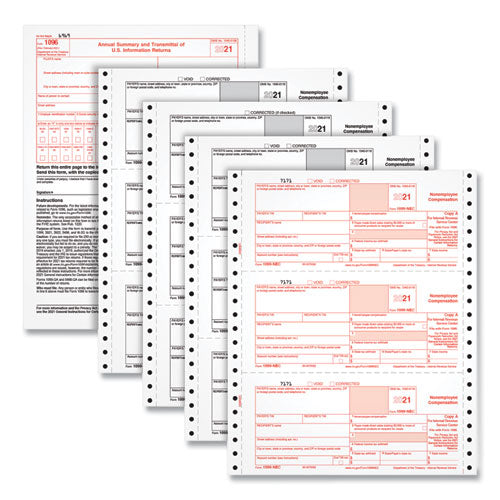 Four-part 1099-nec Continuous Tax Forms, Four-part Carbonless, 8.5 X 5.5, 2 Forms/sheet, 24 Forms Total