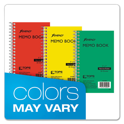 Memo Books, Narrow Rule, Randomly Assorted Covers, 5 X 3, 50 Sheets