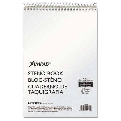 Steno Pads, Gregg Rule, Tan Cover, 80 Green-tint 6 X 9 Sheets