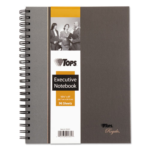 Royale Wirebound Business Notebooks, 1 Subject, Medium/college Rule, Black/gray Cover, 10.5 X 8, 96 Sheets