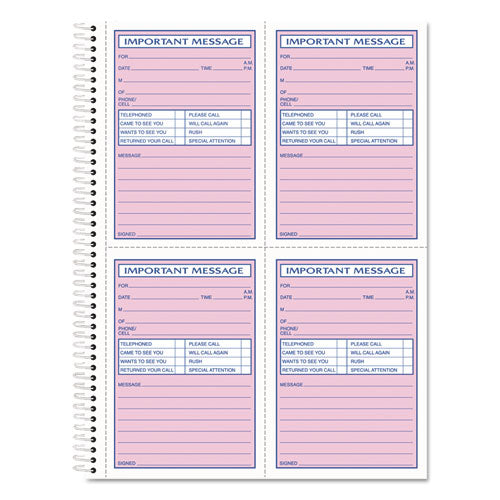 Telephone Message Book With Fax/mobile Section, Two-part Carbonless, 3.88 X 5.5, 4 Forms/sheet, 400 Forms Total