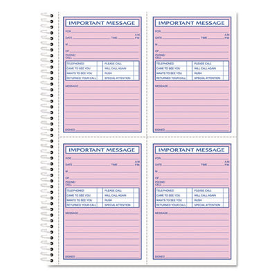 Telephone Message Book With Fax/mobile Section, Two-part Carbonless, 3.88 X 5.5, 4 Forms/sheet, 400 Forms Total