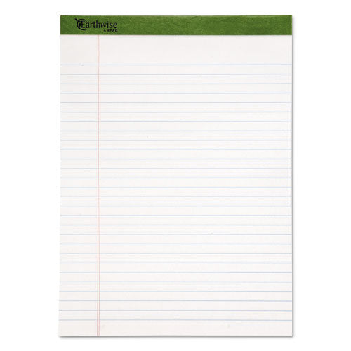 Earthwise By Ampad Recycled Writing Pad, Wide/legal Rule, Politex Sand Headband, 40 White 8.5 X 11.75 Sheets, 4/pack