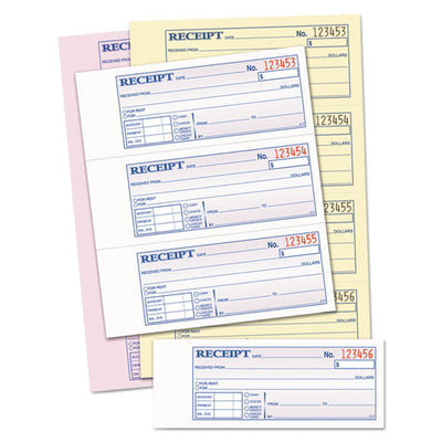Money And Rent Receipt Books, Account + Payment Sections, Two-part Carbonless, 7.13 X 2.75, 4 Forms/sheet, 400 Forms Total
