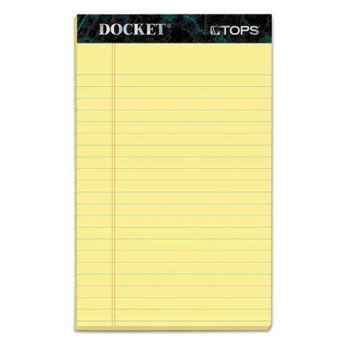 Docket Ruled Perforated Pads, Narrow Rule, 50 Canary-yellow 5 X 8 Sheets, 12/pack