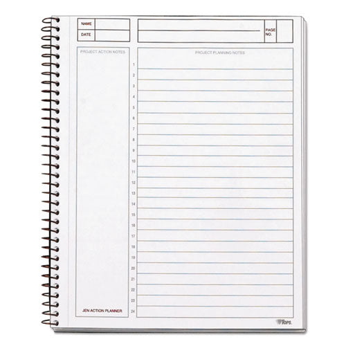 Jen Action Planner, 1 Subject, Narrow Rule, Black Cover, 8.5 X 6.75, 84 Sheets