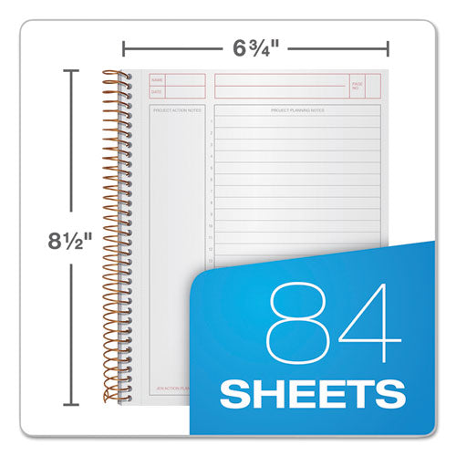 Jen Action Planner, 1 Subject, Narrow Rule, Black Cover, 8.5 X 6.75, 84 Sheets