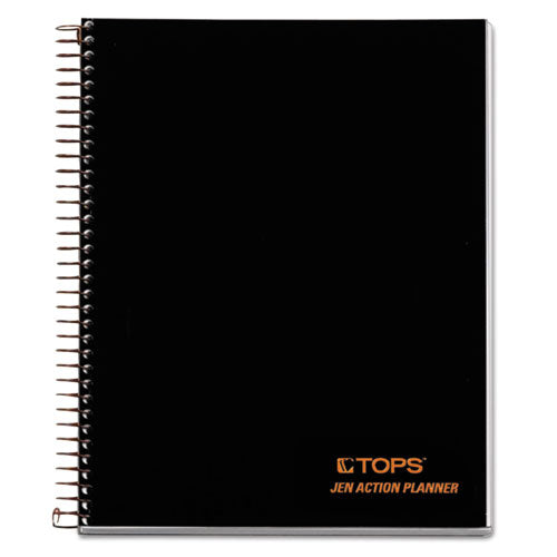 Jen Action Planner, 1 Subject, Narrow Rule, Black Cover, 8.5 X 6.75, 84 Sheets
