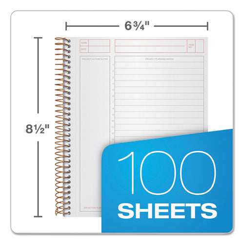 Jen Action Planner, 1 Subject, Narrow Rule, Black Cover, 8.5 X 6.75, 100 Sheets