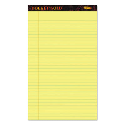 Docket Gold Ruled Perforated Pads, Wide/legal Rule, 50 Canary-yellow 8.5 X 14 Sheets, 12/pack