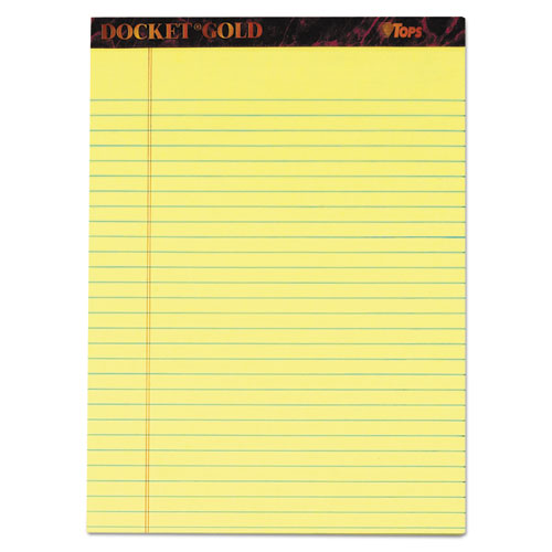 Docket Gold Ruled Perforated Pads, Wide/legal Rule, 50 White 8.5 X 14 Sheets, 12/pack