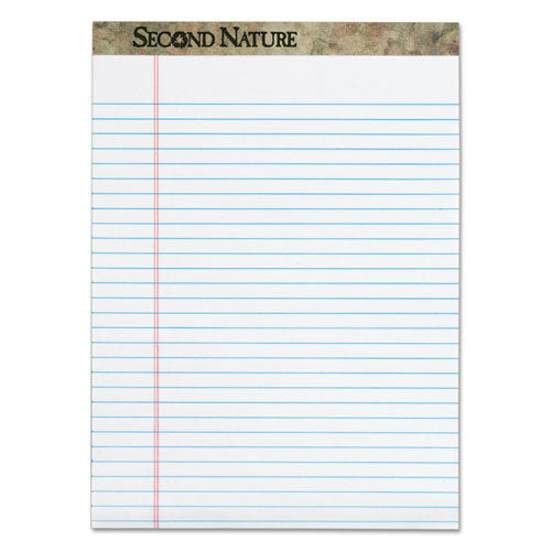 Second Nature Recycled Ruled Pads, Wide/legal Rule, 50 White 8.5 X 11.75 Sheets, Dozen