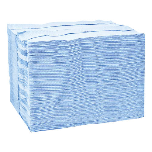 Industrial Paper Wiper, 4-ply, 12.8 X 16.5, Blue, 180/carton