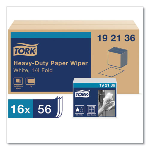 Heavy-duty Paper Wiper 1/4 Fold, 12.5 X 13, White, 56/pack, 16 Packs/carton