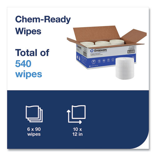 Chem-ready Dry Wipes, 10 X 12, 90/box, 6 Boxes/carton