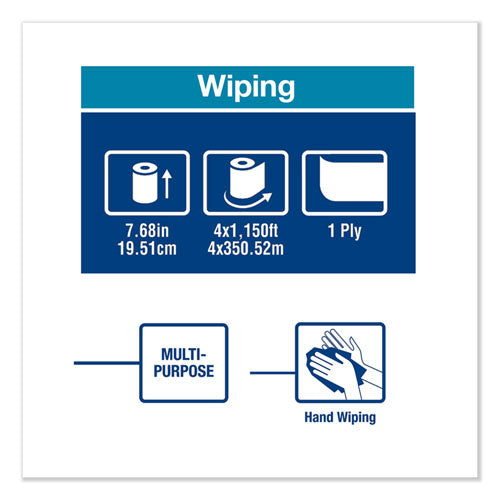 Basic Paper Wiper Roll Towel, 7.68" X 1,150 Ft, White, 4 Rolls/carton