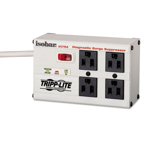 Isobar Surge Protector, 6 Ac Outlets, 6 Ft Cord, 3,330 J, Light Gray