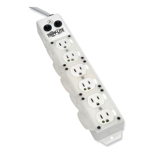 Medical-grade Power Strip For Patient-care Vicinity, 6 Outlets, 15 Ft Cord, White