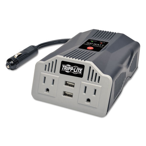 Powerverter Ultra-compact Car Inverter, 400 W, Two Ac Outlets/two Usb Ports, 3.1 A