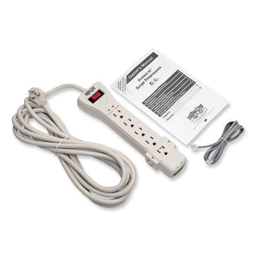 Protect It! Surge Protector, 7 Ac Outlets, 15 Ft Cord, 2,520 J, Light Gray