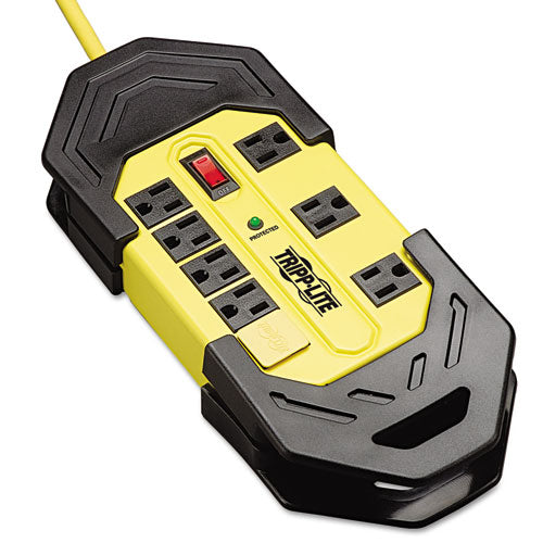 Protect It! Industrial Safety Surge Protector, 8 Ac Outlets, 12 Ft Cord, 1,500 J, Yellow/black