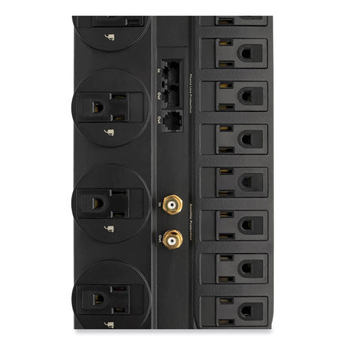 Protect It! Surge Protector, 12 Ac Outlets, 8 Ft Cord, 2,880 J, Black