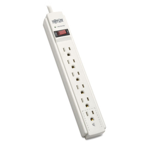 Protect It! Home Computer Surge Protector, 6 Ac Outlets, 2 Ft Cord, 180 J, Light Gray