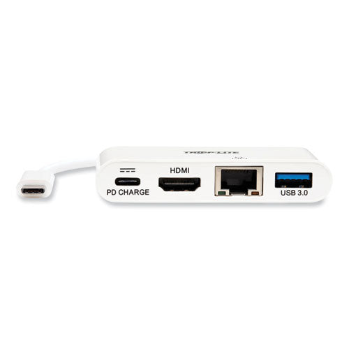 4k Dock With Charging And Ethernet, Usb C/4k Hdmi/usb A/pd Charging, White