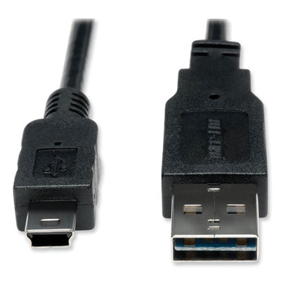 Universal Reversible Usb 2.0 Cable, Reversible A To 5-pin Mini B (m/m), 6 Ft, Black