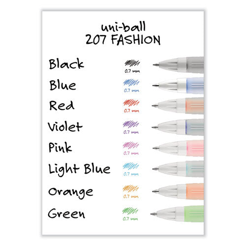 Signo 207 Gel Pen, Retractable, Medium 0.7 Mm, Assorted Ink And Barrel Colors, 8/pack