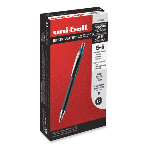 Jetstream Retractable Ballpoint Pen, 1 Mm, Blue-black Ink, Black Barrel