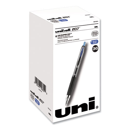 Signo 207 Gel Pen, Retractable, Medium 0.7 Mm, Blue Ink, Black Barrel, 36/box