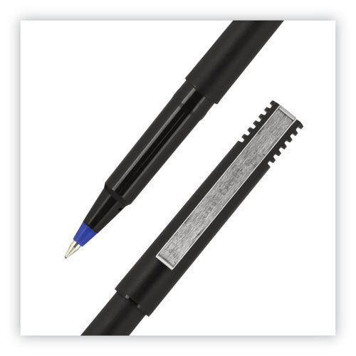 Roller Ball Pen, Stick, Micro 0.5 Mm, Blue Ink, Black Barrel, 72/pack