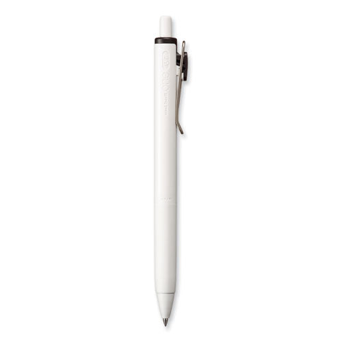 Unione Gel Pen, Retractable, Medium 0.7 Mm, Black Ink, White Barrel, Dozen
