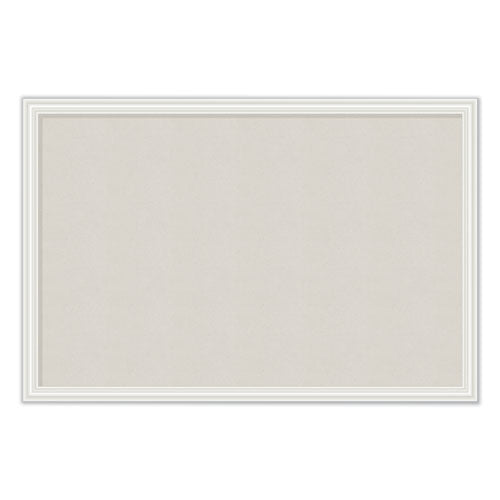 Linen Bulletin Board With Décor Frame, 30 X 20, Natural Surface, White Mdf Frame