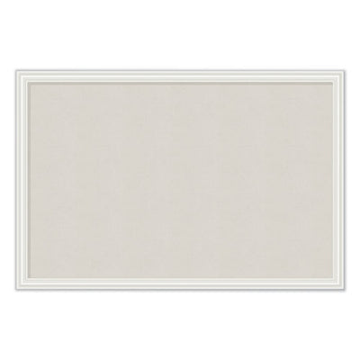 Linen Bulletin Board With Décor Frame, 30 X 20, Natural Surface, White Mdf Frame