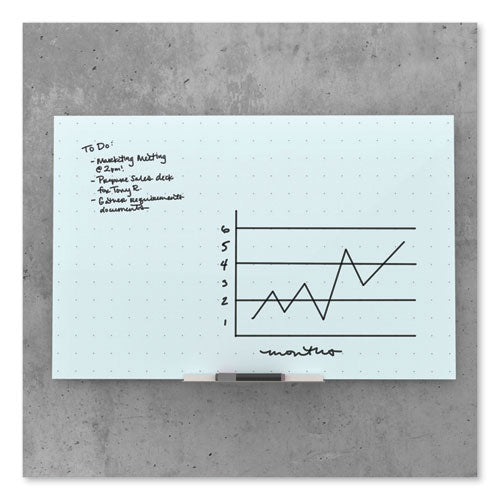 Floating Glass Ghost Grid Dry Erase Board, 48 X 36, White Surface