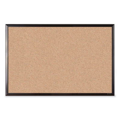 Cork Bulletin Board With Black Aluminum Frame, 35 X 23, Natural Surface