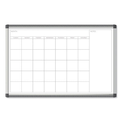 Pinit Magnetic Dry Erase Calendar, Undated One Month, 36 X 24, White Surface, Silver Aluminum Frame