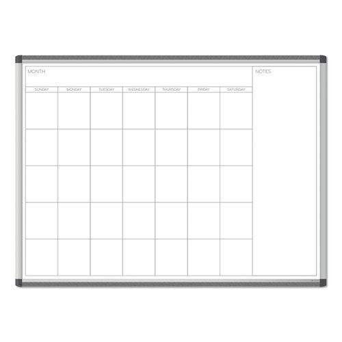 Pinit Magnetic Dry Erase Calendar, Undated One Month, 48 X 36, White Surface, Silver Aluminum Frame