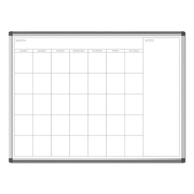 Pinit Magnetic Dry Erase Calendar, Undated One Month, 48 X 36, White Surface, Silver Aluminum Frame