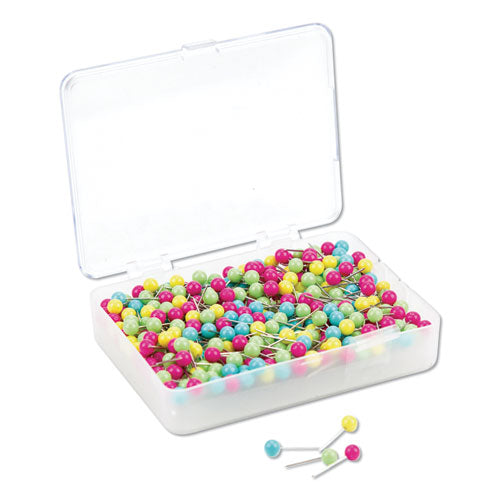Map Push Pins, Plastic, Assorted, 0.5", 300/pack