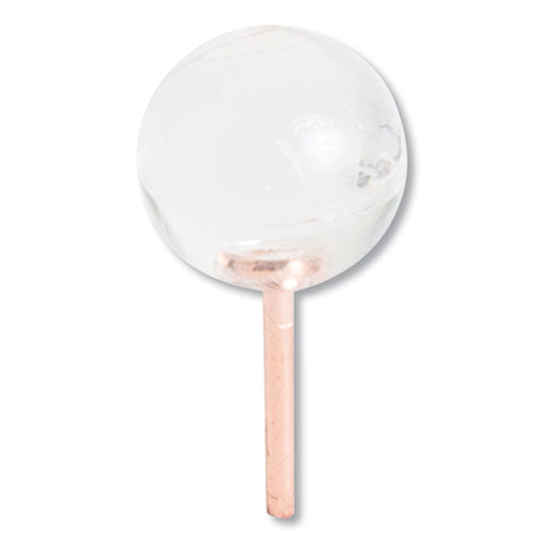 Fashion Sphere Push Pins, Plastic, Clear/rose Gold, 0.44", 100/pack