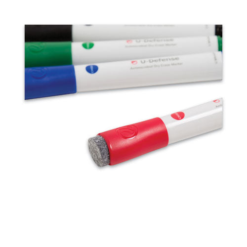 U-defense Antimicrobial Dry-erase Markers, Medium Bullet Tip, Assorted Colors, 24/pack