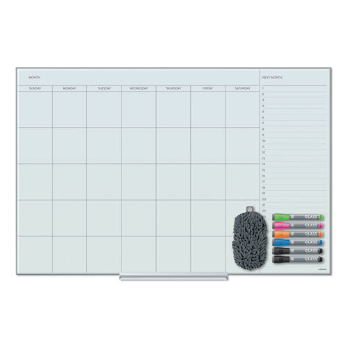 Floating Glass Dry Erase Calendar, Undated One Month, 36 X 24, White Surface